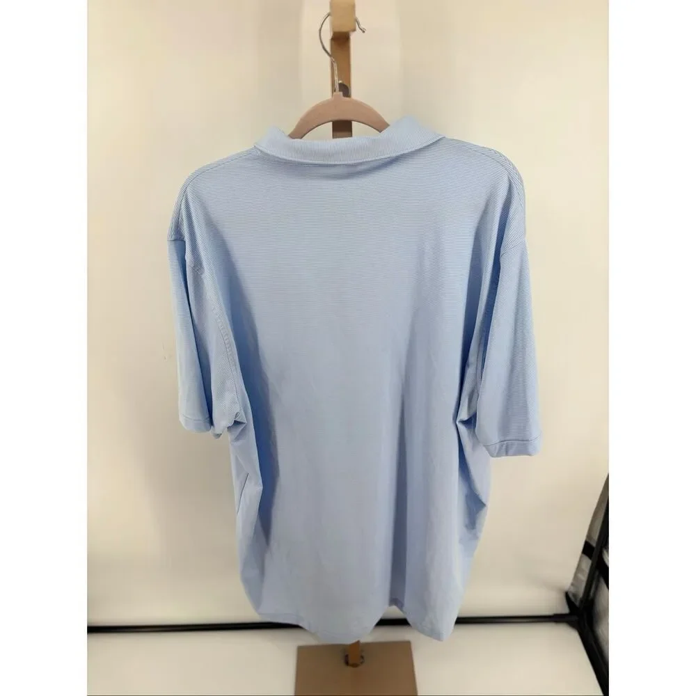 Peter Millar Summer Comfort Mens  Short Sleeve Blue Striped Golf Shirt Size XXL